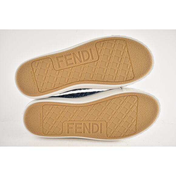 Fendi Domino Blue Denim FF Logo White Platform Logo Low Top Trainer Sneaker 38 - Picture 14 of 14